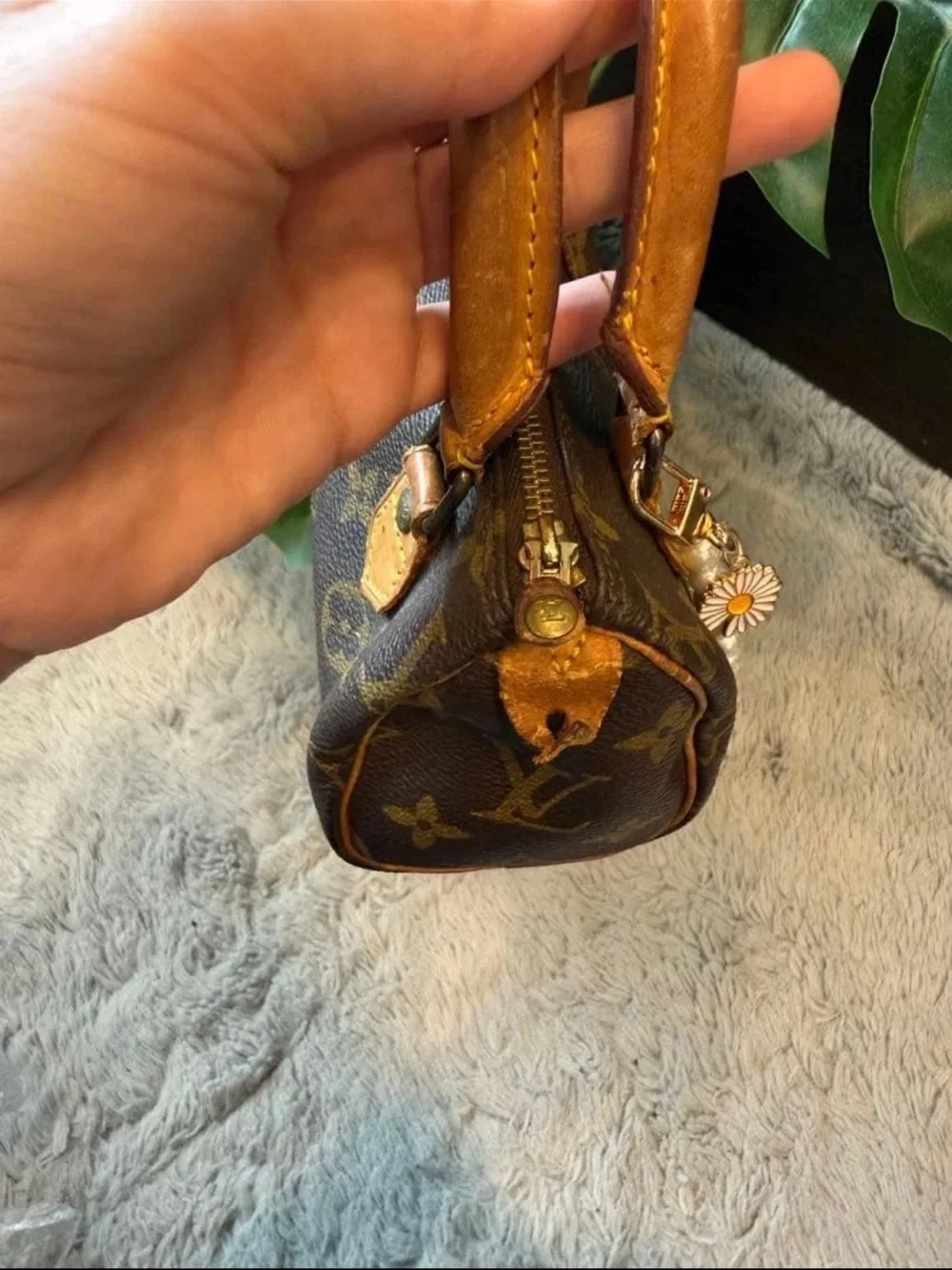 Louis Vuitton Brown Monogram Mini Top-Handle Bag with Pearl Charm